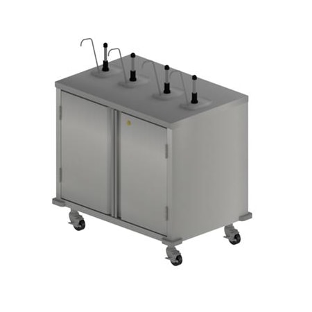 Bk Resources Stainless Steel Single Sided 2 Condiment Cart With 4 Pumps 36"L x 24"W CC-R-364
